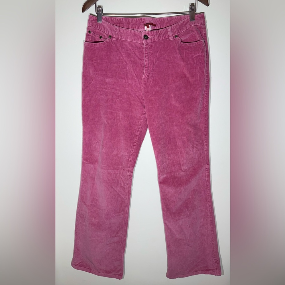 Vintage Pink Corduroy Pants Trousers Straight Leg Y2K Mid Rise Barbiecore